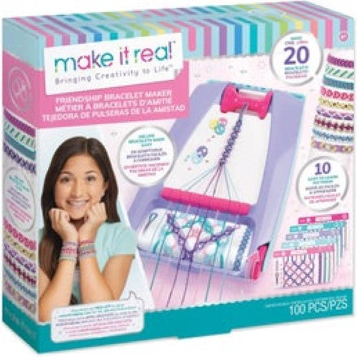 Colorful Make It Real Friendship Bracelet Maker kit with tools for kids to create vibrant bracelets and enhance creativity.