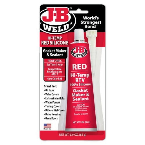 Red high temp RTV silicone sealant in a tube, designed for durable waterproof bonding in various applications.