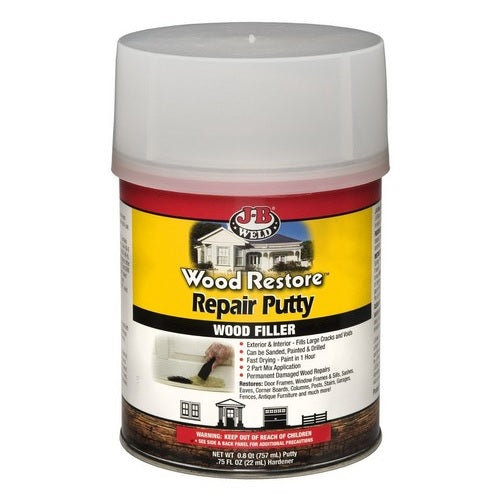 Wood Restore Repair Putty 946ml - JB Weld: versatile wood filler for permanent repairs, quick-drying, easy to sand and paint.