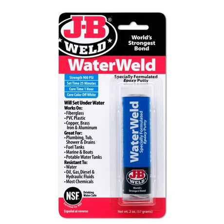 Waterweld Epoxy Putty Stick by JB Weld, ideal for sealing, patching, and waterproof repairs with 900 psi strength.