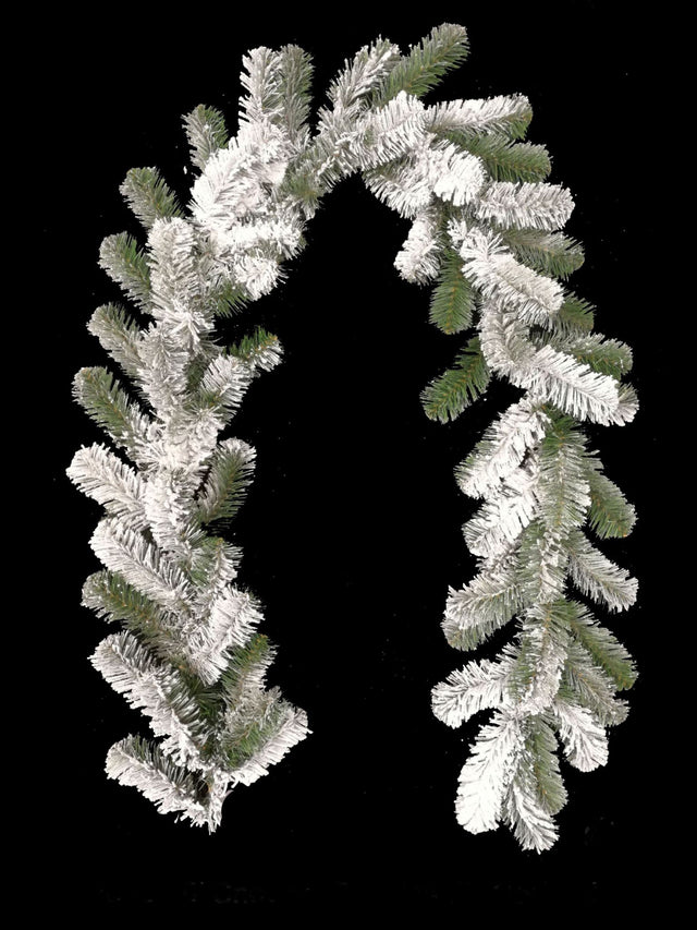 Lifelike 1.8m Snow Douglas Fir garland with realistic snowy foliage, perfect for festive holiday decor or year-round elegance.