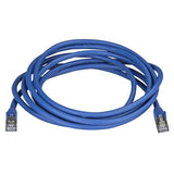 Blue shielded Cat6a Ethernet cable, 3m, designed for 10Gbps connections; protects against EMI/RFI for reliable networking.