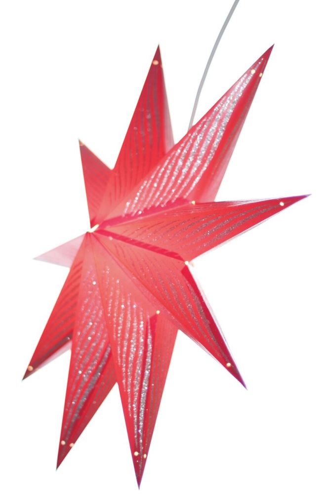 Festive 60cm red star lantern lamp shade, hand-crafted from thick patterned paper, perfect for home decor and holiday celebrations.