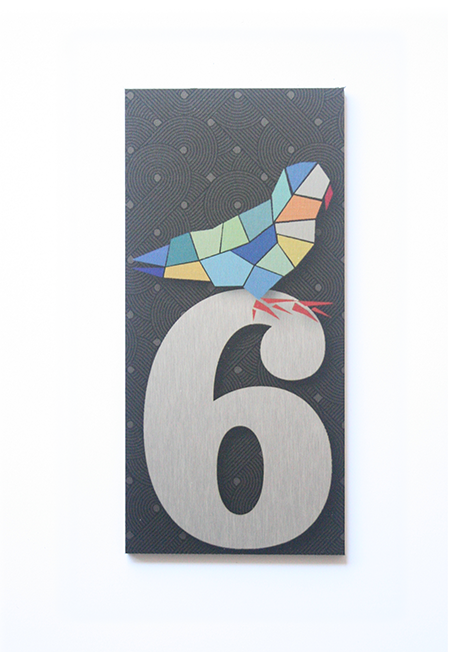 Stylish brushed silver house number '6', crafted from durable ACM with easy installation; enhances curb appeal.