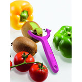 Pink Victorinox Tomato & Kiwi Peeler featuring a micro serrated double edge and ergonomic handle for effortless peeling.