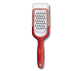 Victorinox coarse grained grater in red, featuring a sharp blade, slip-resistant feet, and ergonomic design for easy grating.