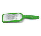 Victorinox Fine Edge Grater in vibrant green, ideal for grating and zesting, features slip-resistant feet for stability.