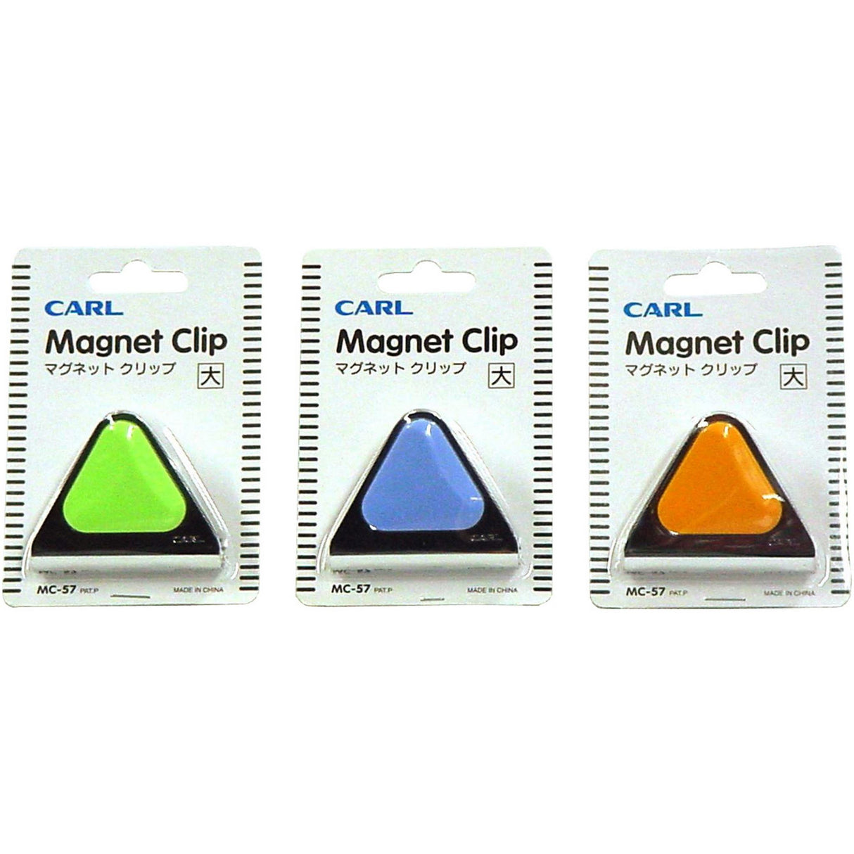 Carl Mc57 Orange Magnetic Clip, 60mm, durable stainless steel, perfect for organizing papers on magnetic surfaces.