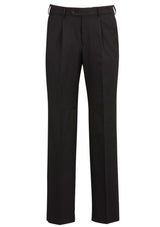 Men's black one pleat pants from Biz Collection, featuring a comfortable waistband, pleat detail, and multiple pockets.