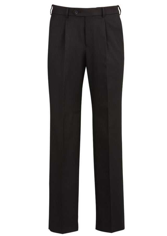 Men's black one pleat pants from Biz Collection, featuring a comfortable waistband, pleat detail, and multiple pockets.