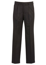 Men's One Pleat Pant Stout in charcoal, featuring a front pleat, stretch waistband, and multiple pockets for practicality.