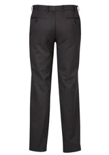 Men's charcoal flat front pants featuring a sleek design, breathable fabric, and practical pockets for style and comfort.
