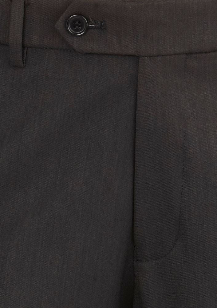 Men's navy flat front pants by Biz Collection, crafted from 92% polyester and 8% bamboo charcoal for comfort and style.