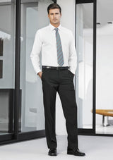 Men's black adjustable waist pants with hidden elastic, deep side pockets, and comfort fit for healthcare professionals.