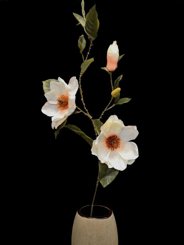 Large cream Magnolia Spray, a lifelike artificial flower, perfect for elegant home decor and versatile floral arrangements.