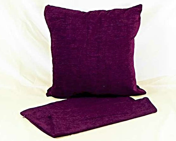 Textured aubergine cushion cover set of 2, crafted from thick poly-cotton, perfect for enhancing home decor and easy to wash.