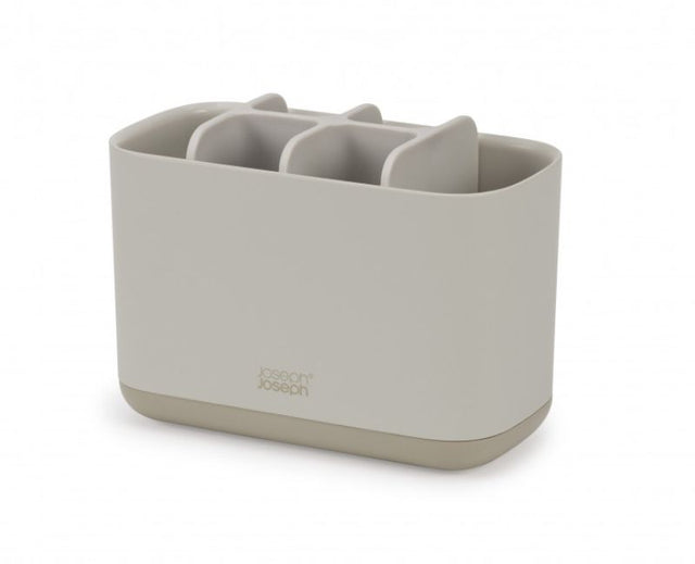 Joseph Joseph EasyStore Large Toothbrush Caddy in Ecru with multiple compartments, ventilation holes, and a non-slip base.