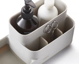 Joseph Joseph EasyStore Bathroom Caddy in Ecru, featuring organized compartments, a non-slip base, and a stylish matte finish.