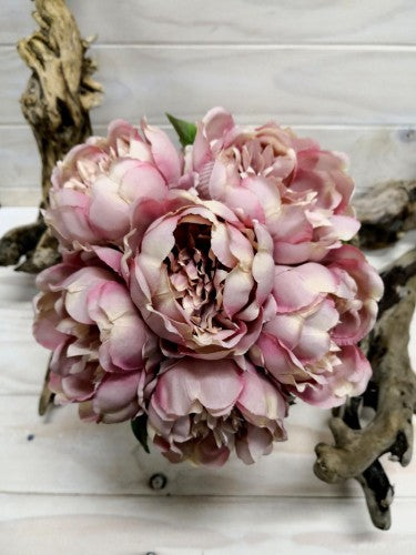 Lifelike Vintage Mauve Peony Posy with 6 adjustable heads, perfect for elegant floral arrangements and home decor.