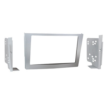 Facia Double Din kit for Holden Astra AH (2004-2009) in silver, made of durable ABS plastic with mounting brackets included.