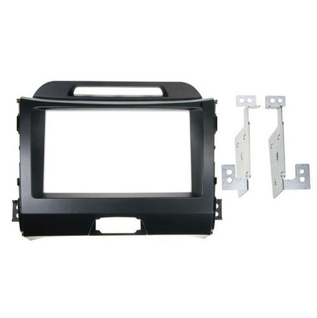 AERPRO Facia Double Din kit for 2010 Kia Sportage, crafted from durable ABS plastic, enhances audio system installation.