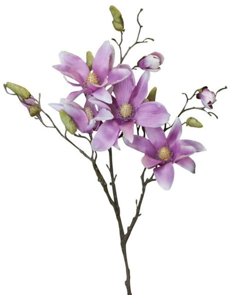 Lifelike purple magnolia silk flowers, 890mm, perfect for elegant home decor and event decorations.