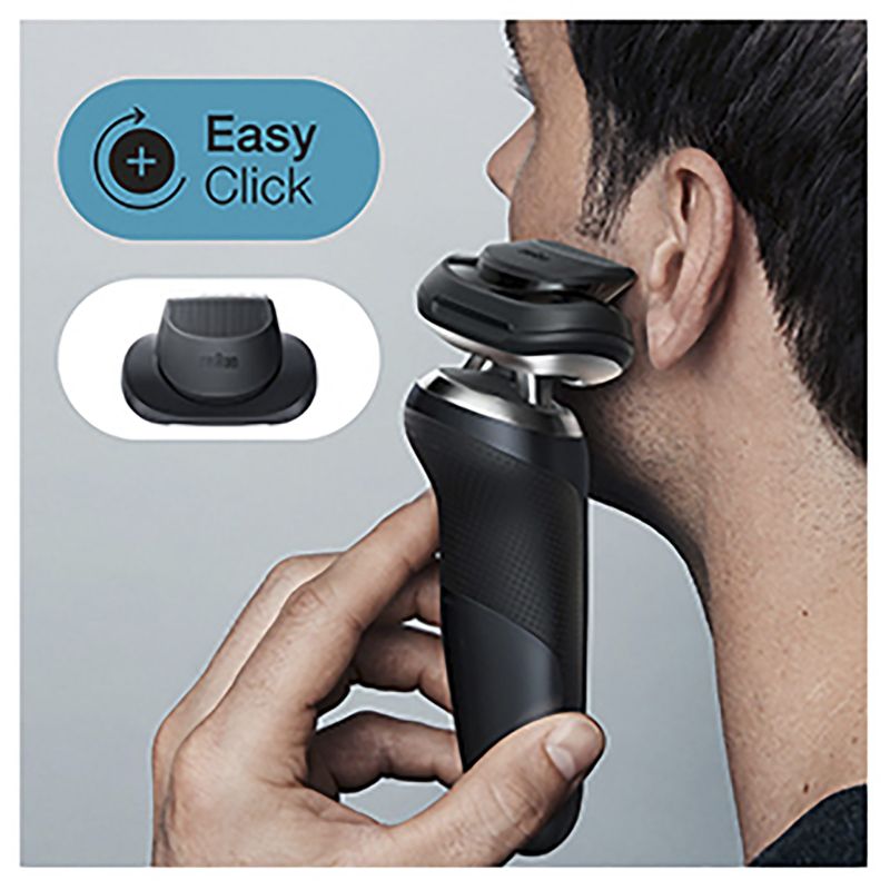 Braun Series 7 shaver in black, featuring 4in1 SmartCare Center and AutoSense technology for optimal grooming.