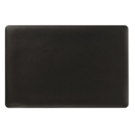 Durable black desk mat with contoured edges, non-slip surface, designed for stability and style in any workspace.