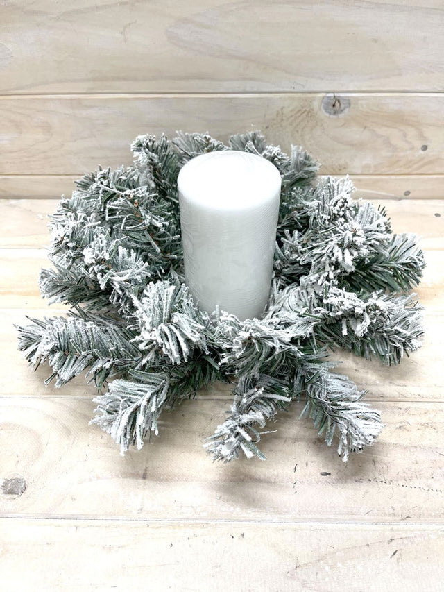 Festive 30cm Snow Pine Wreath adorned with snow accents, perfect for holiday decor and versatile display.