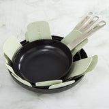 Eco-friendly felt pan protectors, 3-piece set, measuring 38cm, designed to safeguard cookware from scratches and damage.