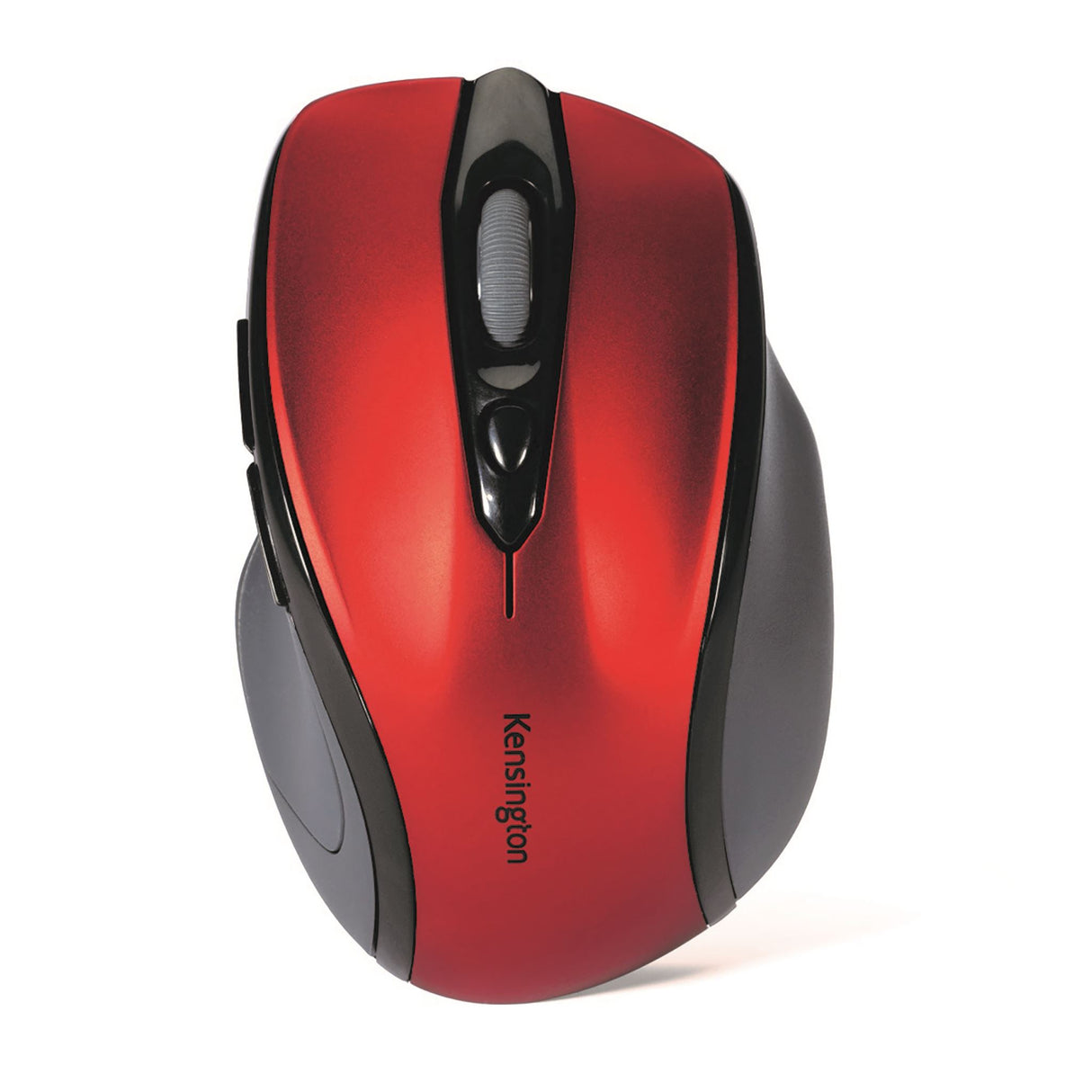 Kensington Pro Fit Wireless Mid Size Mouse in red, compact, ergonomic, and designed for portable, clutter-free use.