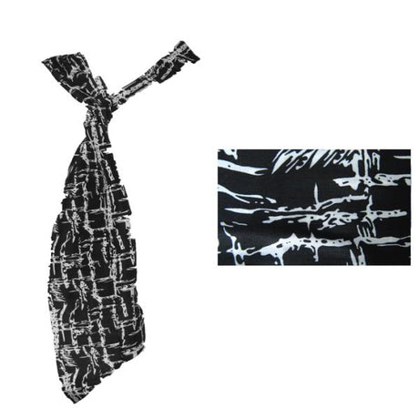 Skinny black and white scarf, 165cm x 7cm, made from soft polyester, perfect for versatile styling and seasonal wear.