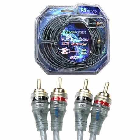 High-quality 5.5M RCA audio/video cable with gold-plated connectors and double shielding for clear signal transmission.