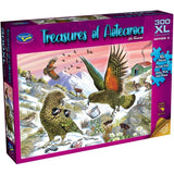 Colorful jigsaw puzzle featuring a Kea parrot, 300 large pieces, designed for ages 8+, showcasing New Zealand's wildlife.