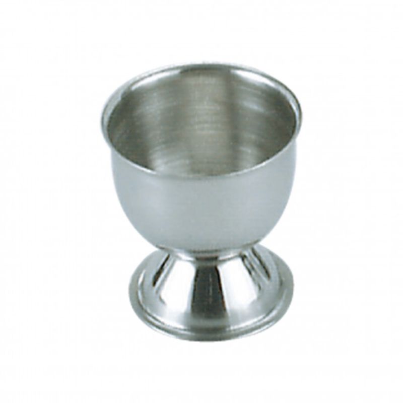 Set of 28 premium stainless steel egg cups with wide bases and lipped edges for stability and easy access to soft and hard-boiled eggs.