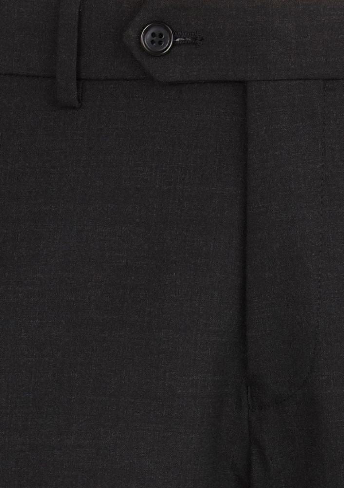 Men's black flat front pants from Biz Collection, featuring a slim fit, stretch waistband, and internal security pocket.