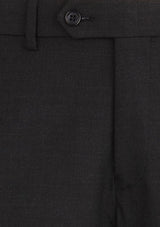 Men's black flat front pants from Biz Collection, featuring a slim fit, stretch waistband, and internal security pocket.
