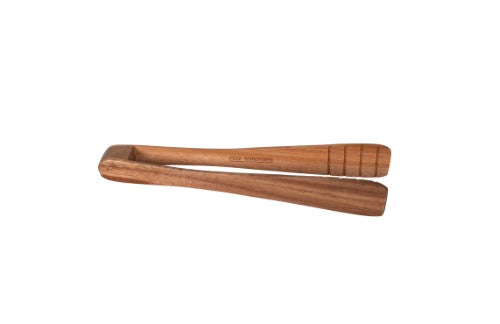 Stylish 26cm acacia salad tongs with unique wood grain, smooth finish, and secure grip, perfect for salads, bread, and pastries.