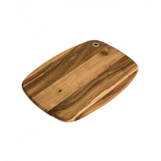 Peer Sorensen Slim Line Acacia Wood Chopping Board, 32x22cm, features a unique grain, lightweight design, and curved edges for versatility.