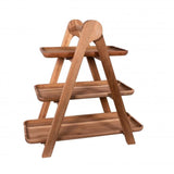 Peer Sorensen 3 Tiered Serving Ladder in acacia wood, perfect for stylishly displaying treats; collapsible for easy storage.