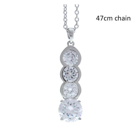 Elegant necklace featuring four beautifully cut crystals encircled in silver, measuring 46cm for versatile styling.