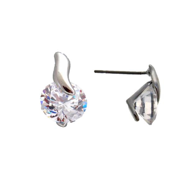 Elegant donut-shaped earrings featuring sparkling cubic zirconia and a unique silver twist design, perfect for any occasion.