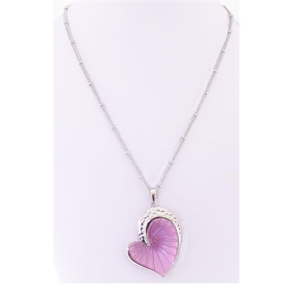 Asymmetrical heart necklace in fuchsia, featuring a bold pendant and sleek chain, perfect for elevating any outfit.