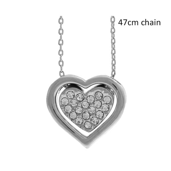 Double Heart Necklace featuring multi crystals, symbolizing love and connection, with a versatile 45cm length and extension chain.