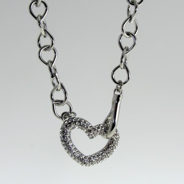 Diamante heart necklace featuring a chunky 8mm teardrop chain, customizable fit, and 46cm length with 5cm extension.