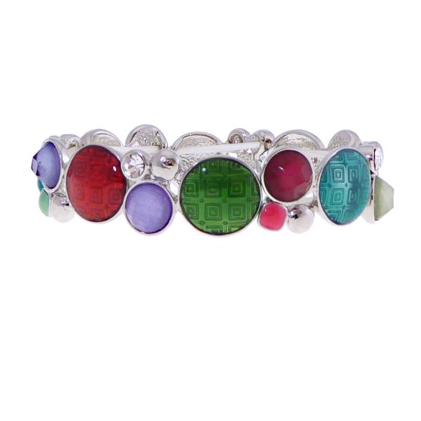 Vibrant Multi-coloured Circles Bracelet featuring elastic design, perfect for adding color and style to any outfit.