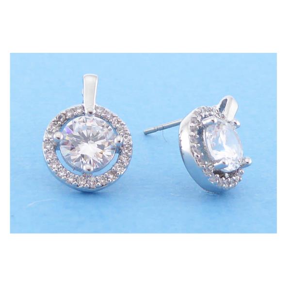 Elegant 1.5cm pierced earrings with clear CZ stones in a unique silver twist design, perfect for any occasion.