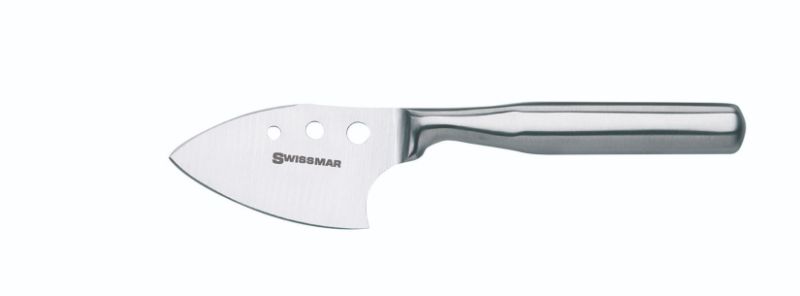 Stainless steel Parmesan cheese knife, 7.5 inches long, designed for precision cutting of hard cheeses with a comfortable grip.