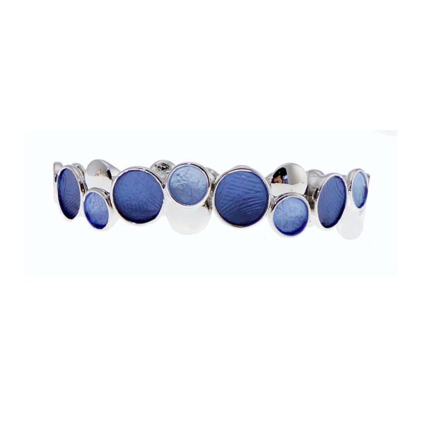 Elegant bracelet featuring pale and royal blue enamel circles with a secure magnetic fastening, perfect for any occasion.