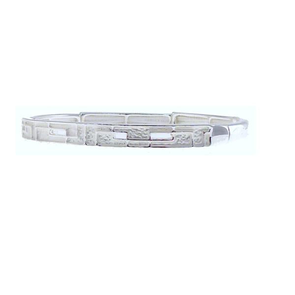 Slim matt and shiny silver bracelet with an elasticated fit, perfect for layering or minimalist style.